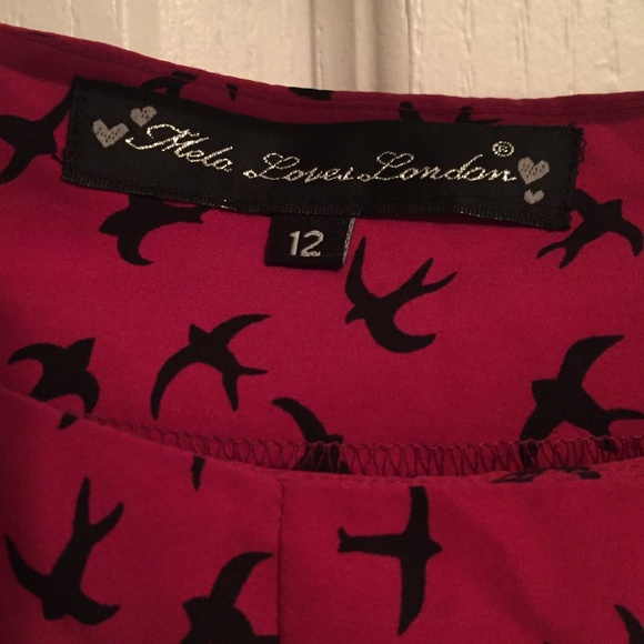 Hot Pink Dress with Bird Design - Picture 3 of 6